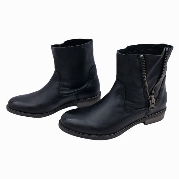 Bernie Mev Black Rodeo Leather Ankle Boots Booties US 6.5 7 EU 37 - Picture 1 of 12